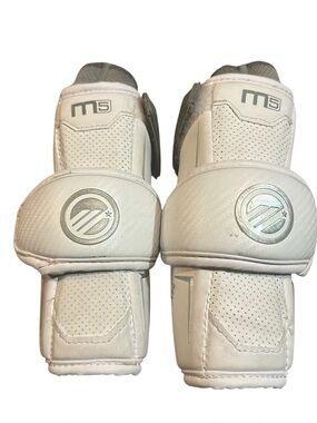 Maverik m5 Lacrosse Arm Elbow Pads White Grey Pair Sleeves Set Size Small